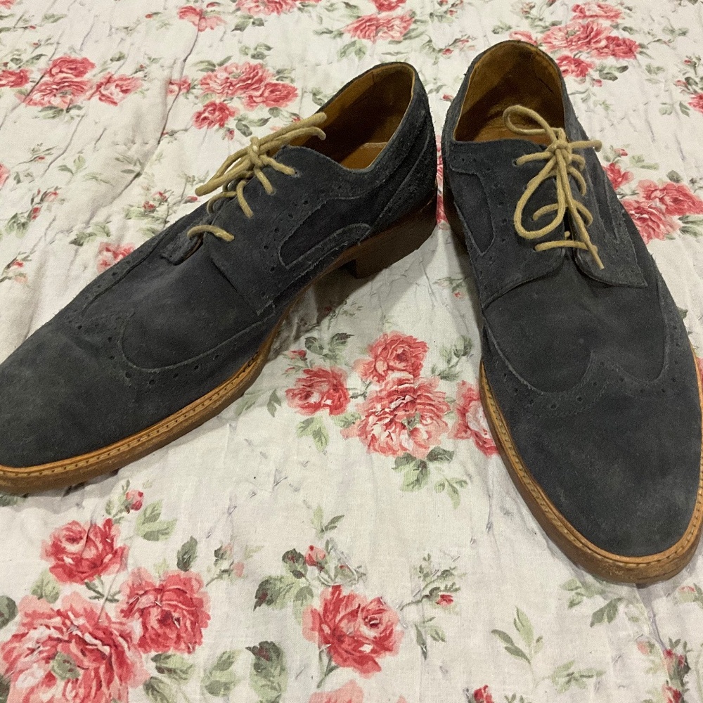 Gordon Rush Blue Suede Oxford Wing Tip Shoe Dylan 104967 Size 12 Handcrafted